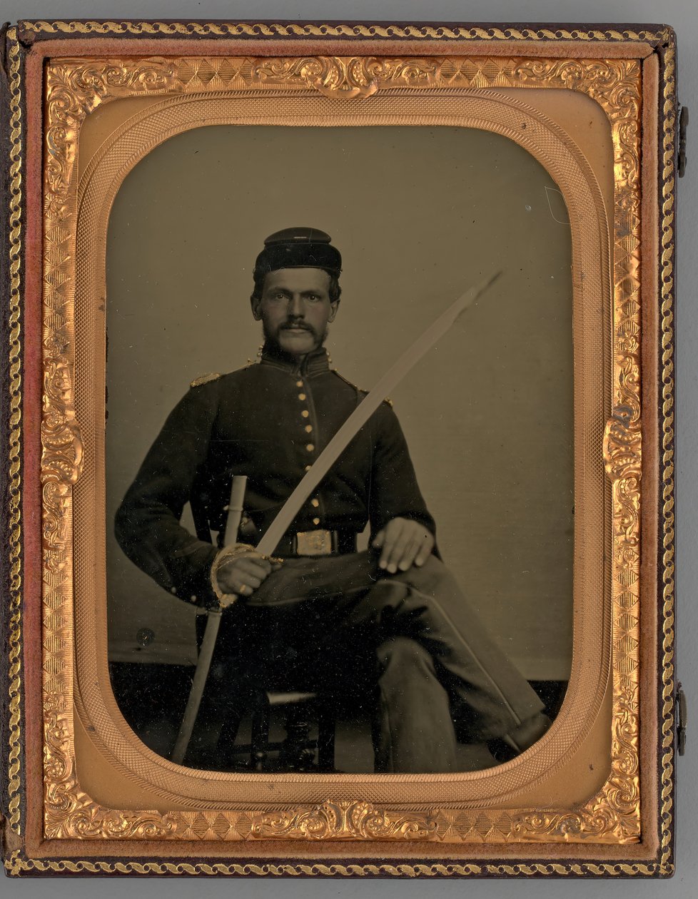 Sabre ile Oturan Bir Askerin İsimsiz Portresi, 1862. by Samuel J. Miller