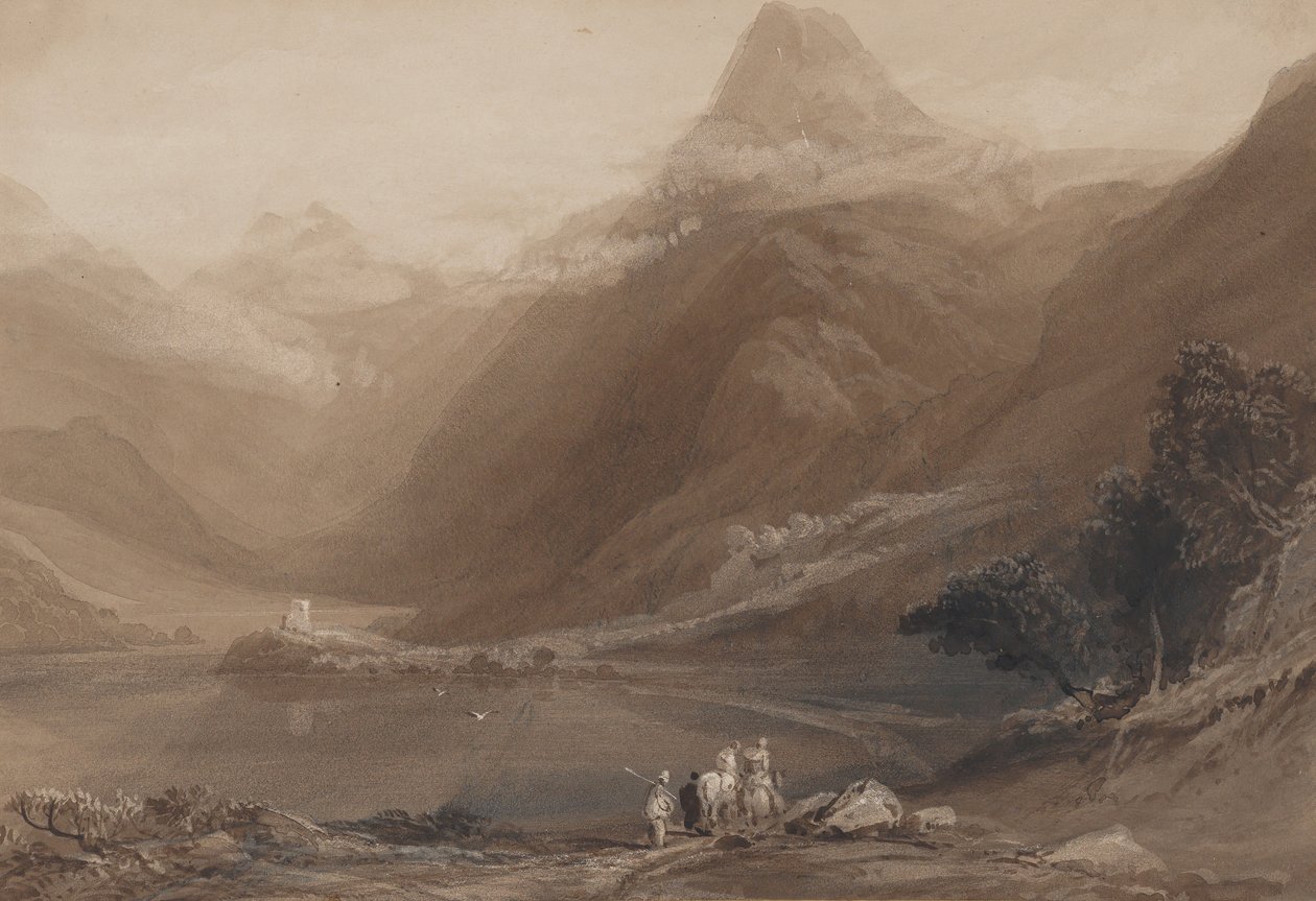 Llanberis Gölü, Kuzey Galler, 1820-30. by Samuel Jackson