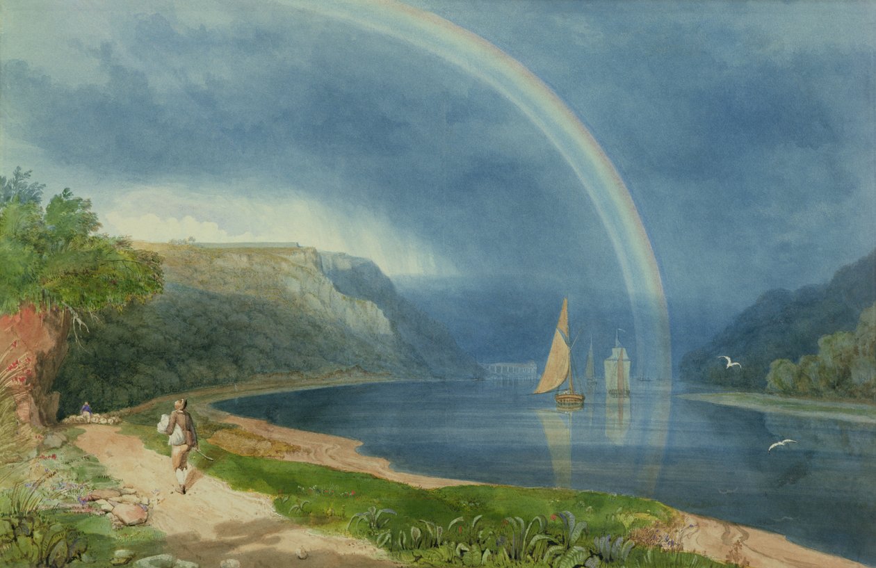 Avon Nehri Üzerinde Gökkuşağı, c.1825 (kağıt üzerine suluboya) by Samuel Jackson