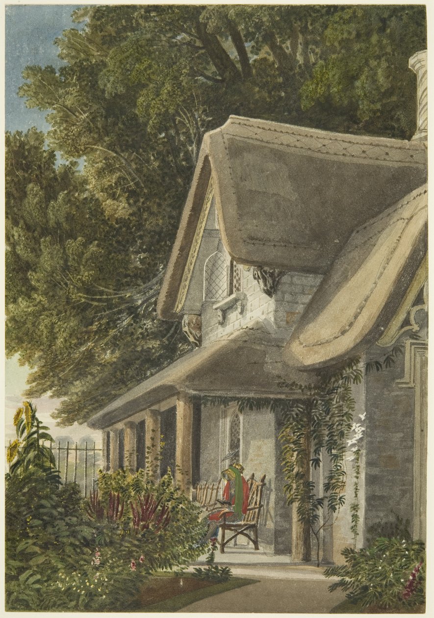 The Lodge, Broomwell House, Brislington, c.1824 (kağıt üzerine kalem ve suluboya) by Samuel Jackson