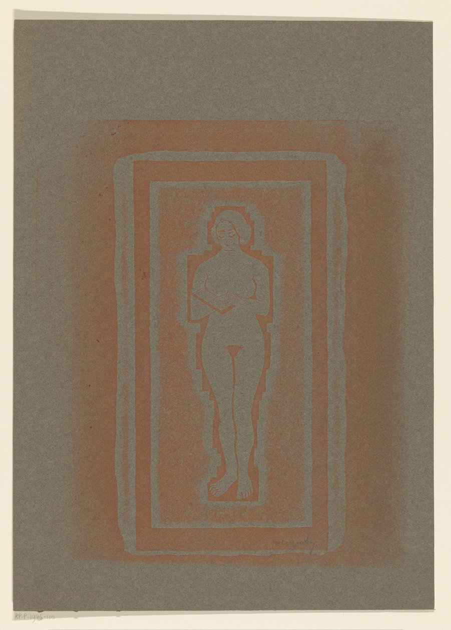 Elinde kitap veya taş levha ile çıplak by Samuel Jessurun de Mesquita (signed by artist)