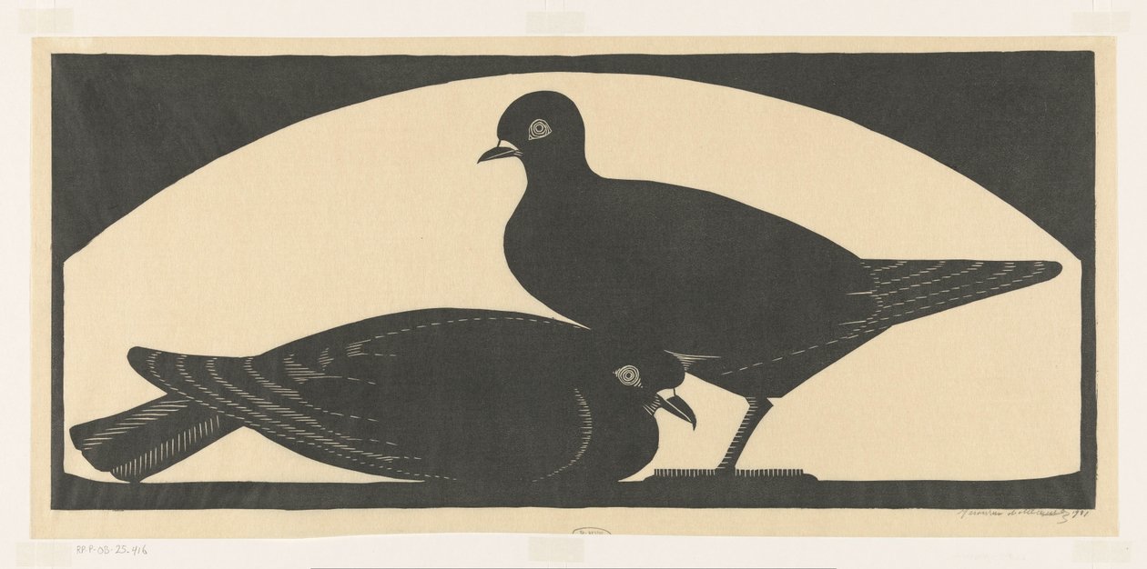 iki güvercin by Samuel Jessurun de Mesquita (signed by artist)