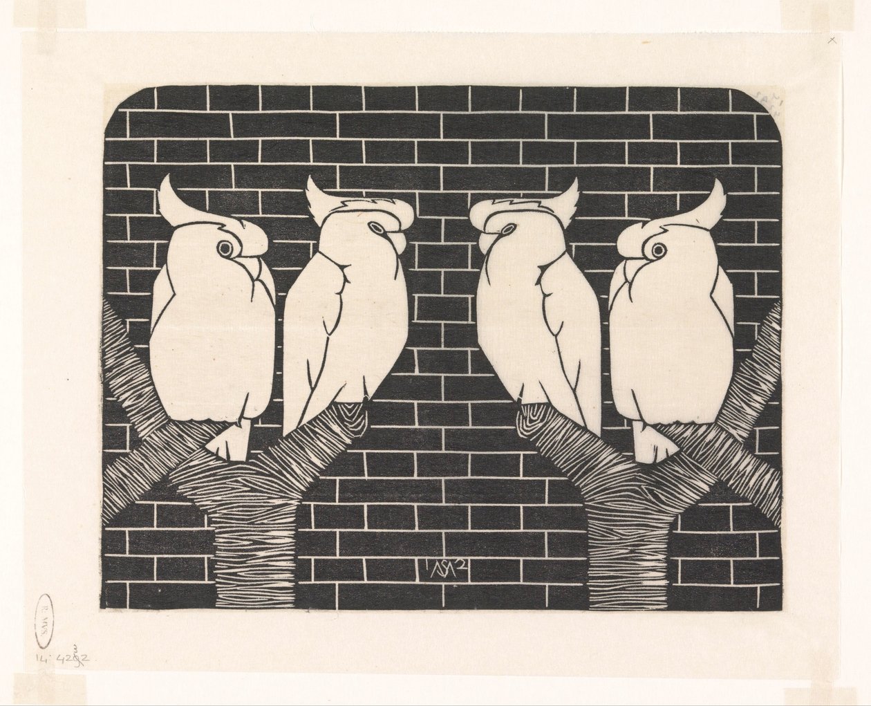 Dört taç kakadular by Samuel Jessurun de Mesquita (signed by artist)