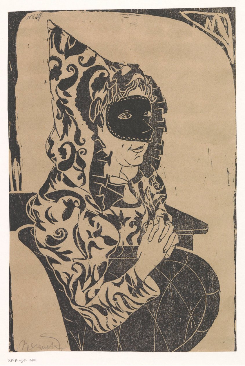 Pelerinli maskeli kadın by Samuel Jessurun de Mesquita