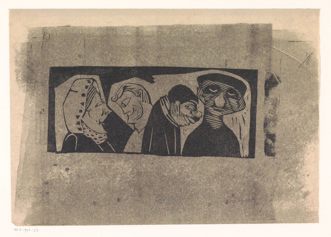Üst üste dört stilize insan figürü by Samuel Jessurun de Mesquita