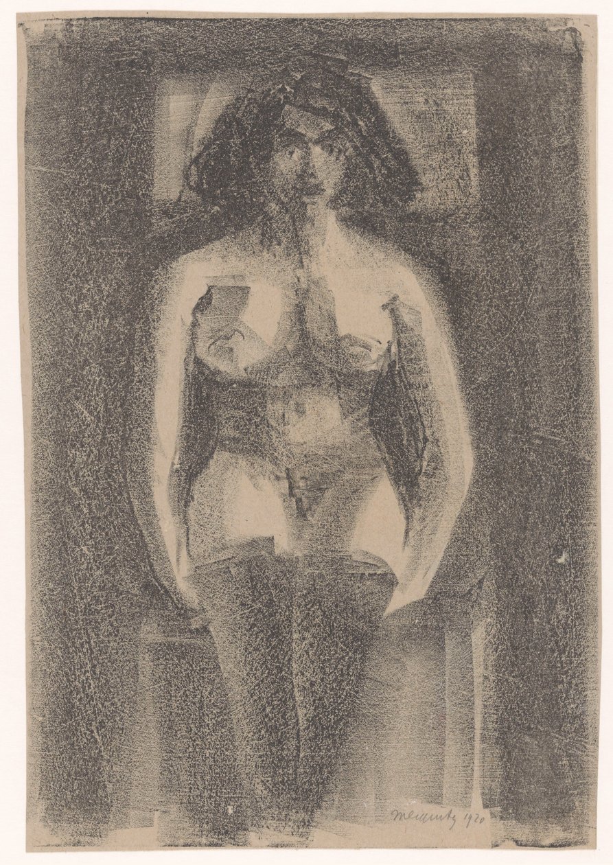 Oturmuş kadın çıplak, çoraplı by Samuel Jessurun de Mesquita