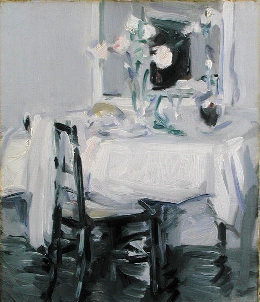 Masada Vazoda Güllü Bir İç Mekan (tuval üzerine yağlı boya) by Samuel John Peploe