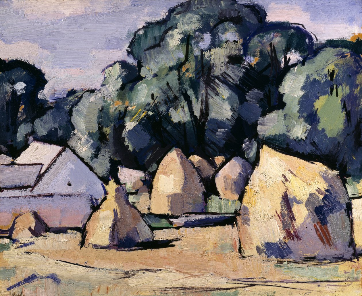 Dalbeattie yakınlarındaki Laggan çiftlik binaları (panel üzerine yağ) by Samuel John Peploe