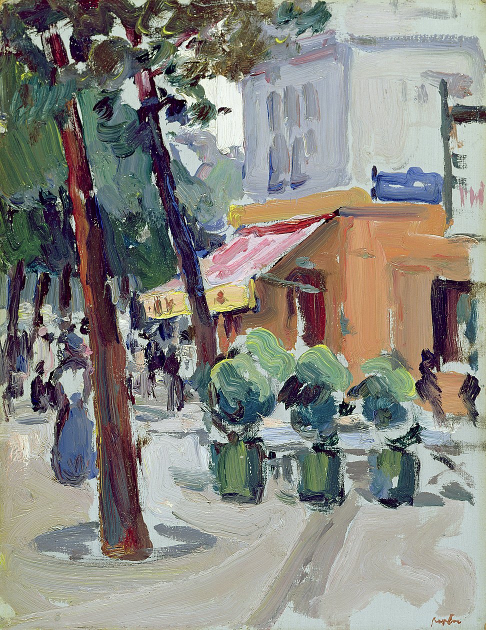 Lüksemburg Bahçeleri, Paris (panelde yağlı boya) by Samuel John Peploe