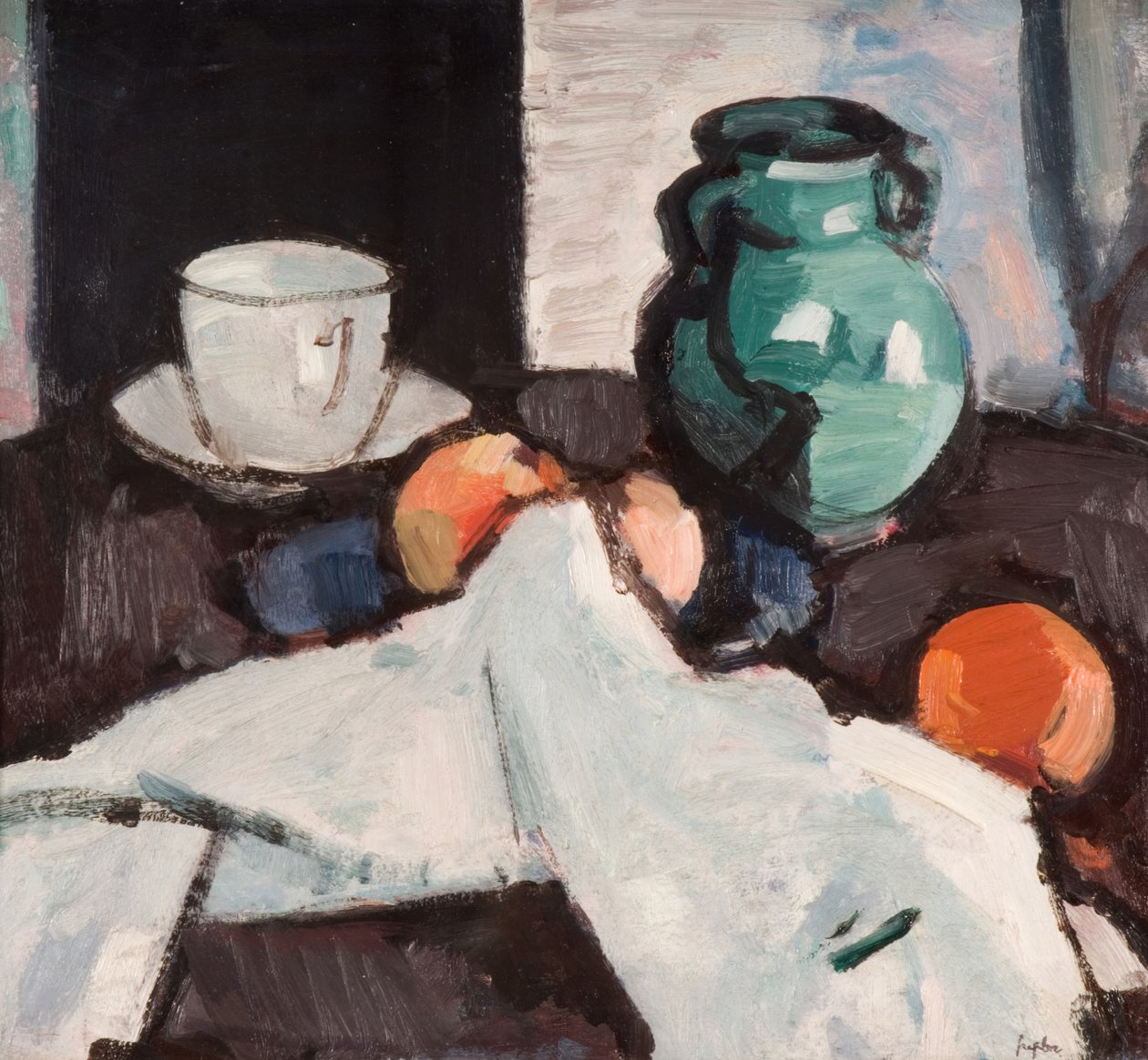 Meyve Kasesi, Sürahi, Fincan ve Tabak ile Natürmort, 1927-29. by Samuel John Peploe