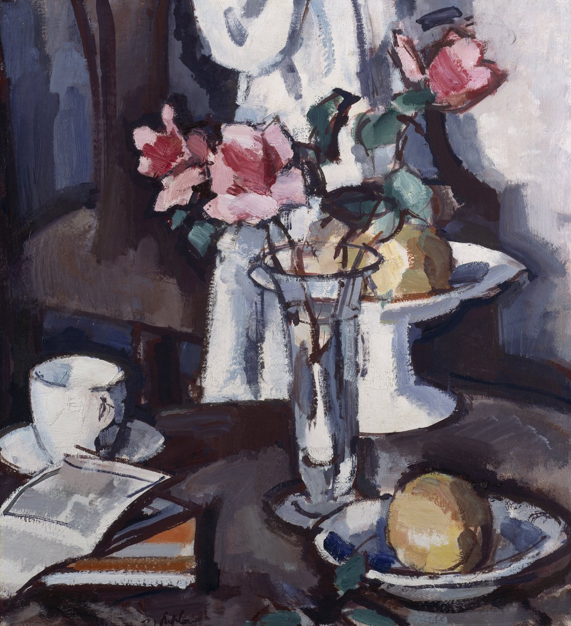 Kırmızı Güllü Natürmort, 1931 dolayları (tuval üzerine yağlı boya) by Samuel John Peploe