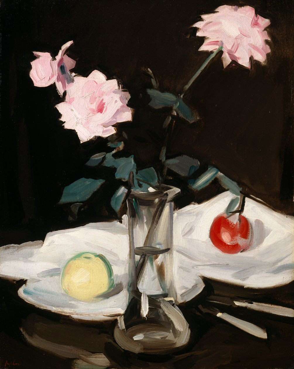 Natürmort, pembe güller (tuval üzerine yağlıboya) by Samuel John Peploe