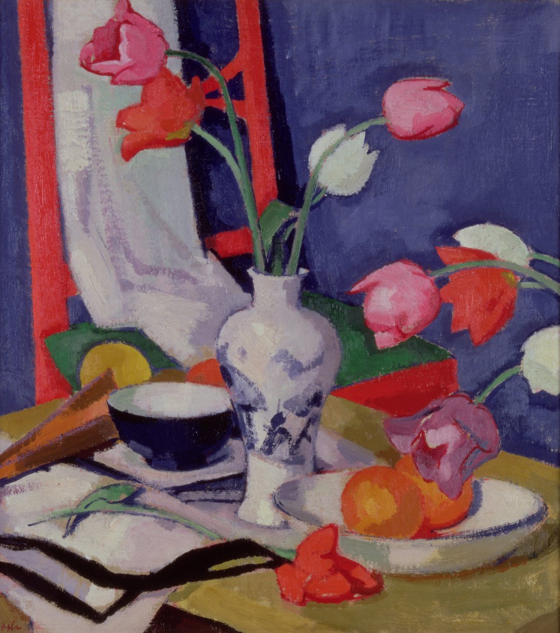 Laleler ve Meyve, c.1919 (tuval üzerine yağlı boya) by Samuel John Peploe