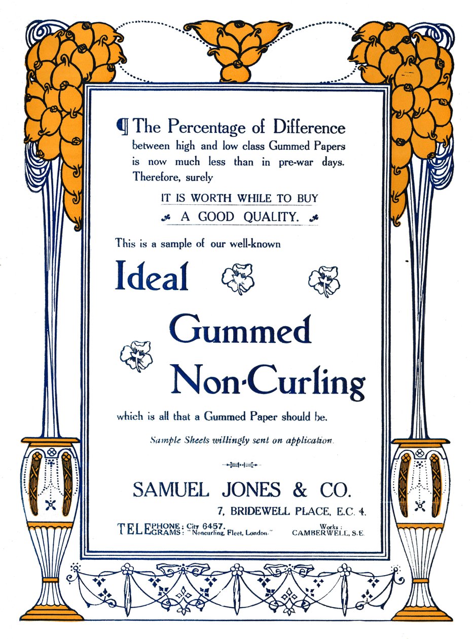 Samuel Jones & Co. - İdeal Yapışkanlı Kıvrılmayan Reklam, 1919 by Samuel Jones