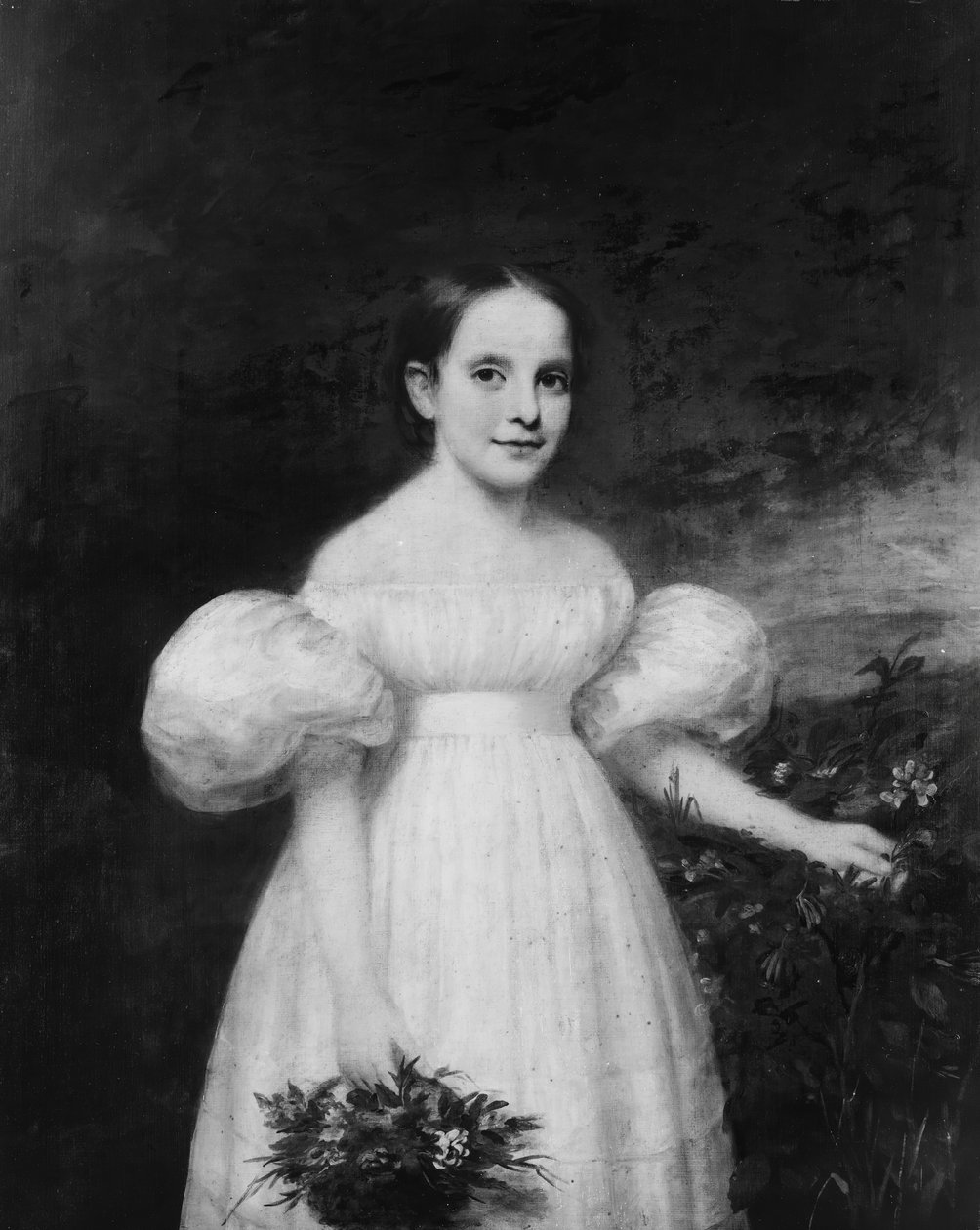 Çiçekli Bir Kızın Portresi, ca. 1835. by Samuel Lovett Waldo