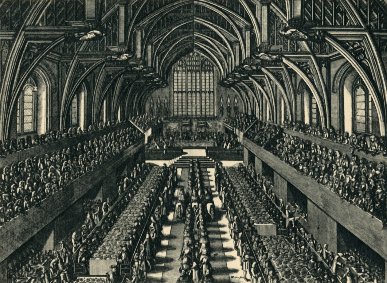 'Westminster Hall'da James II'nin Taç Giyme Yemeği', 1685, 1947. by Samuel Moore