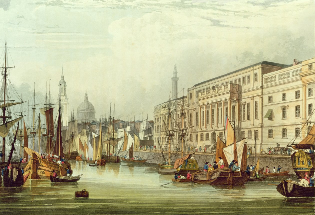 Custom House, E16, R. G. Reeve tarafından kazınmış, 1828 (aquatint) by Samuel Owen