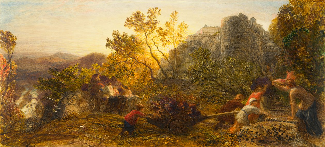 Hasat in the Vineyard, 1859 (kağıt üzerinde wc, guaş ve arap zamkı) by Samuel Palmer