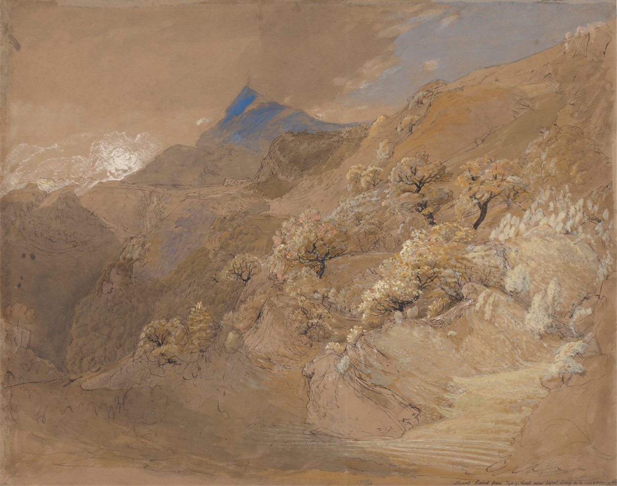 Capel Curig yakınlarındaki Tyn-y-Coed'den Siabod Dağı by Samuel Palmer