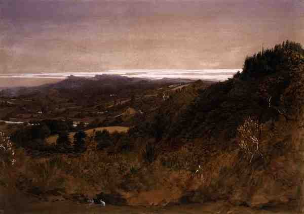 Underriver, Sevenoaks, Kent yakınlarında (kağıt üzerine suluboya) by Samuel Palmer