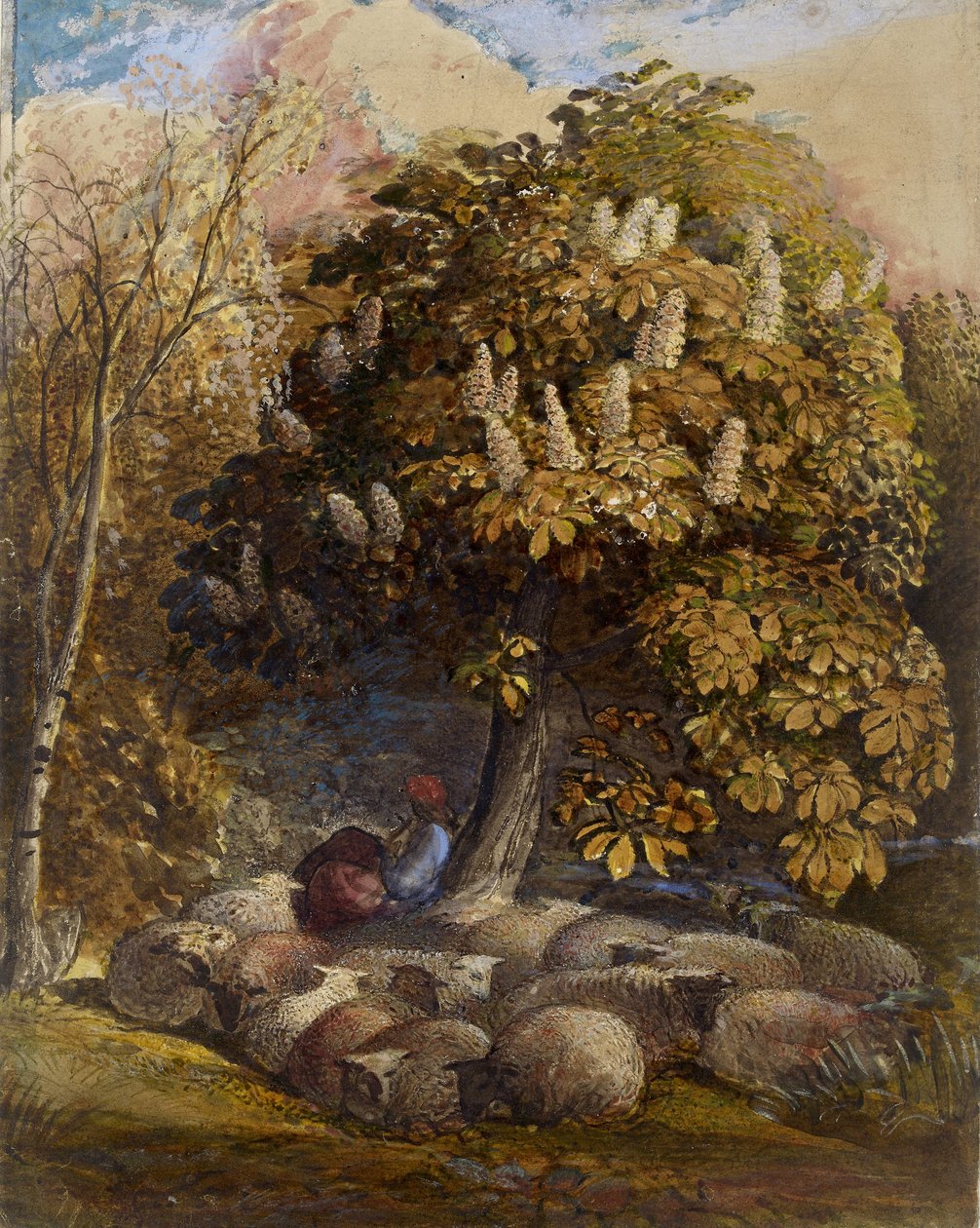 At Kestanesi Ağacı ile Pastoral, c.1830-31 (sulu boya ve gövde rengi) by Samuel Palmer