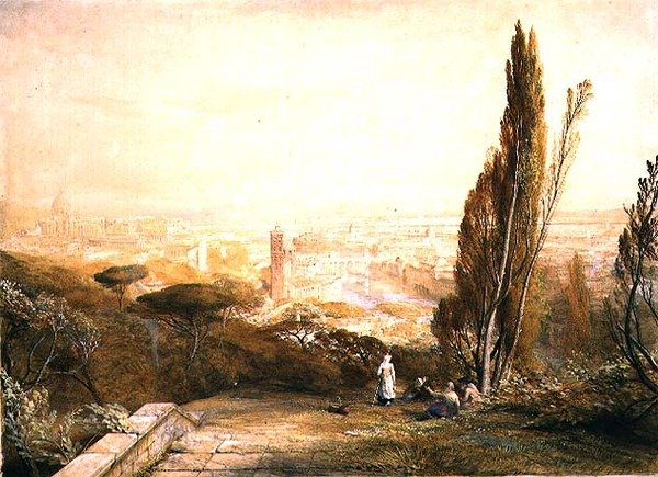 Rome, from the Western Hills, 1840 dolayları (kalem, suluboya ve kağıt üzerine gövde rengi) by Samuel Palmer