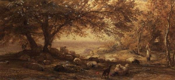 Gölgeli Sessiz (suluboya) by Samuel Palmer