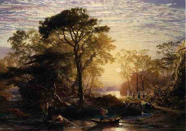 Sir Guyon ve Palmer Katılıyor (kağıt üzerine suluboya ve guaj boya) by Samuel Palmer