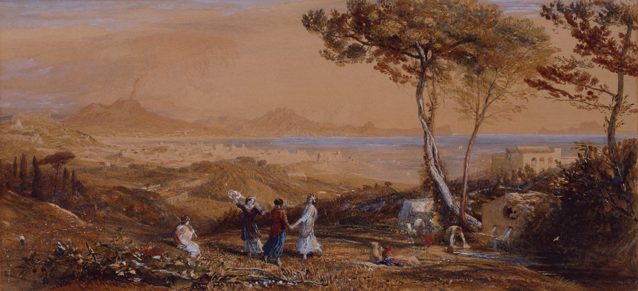 Napoli Körfezi (kağıt üzerine sulu boya) by Samuel Palmer