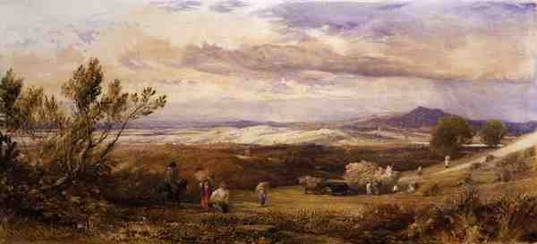 Mısır Tarlası, Bulutlu Sabah (suluboya) by Samuel Palmer