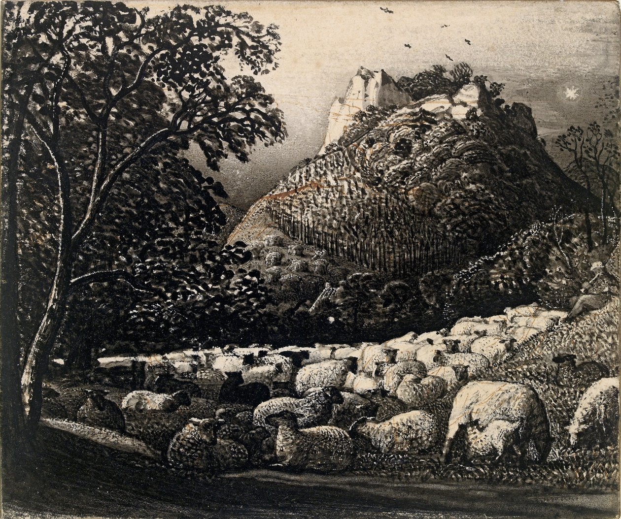 Sürü ve Yıldız, c1831-1832 by Samuel Palmer