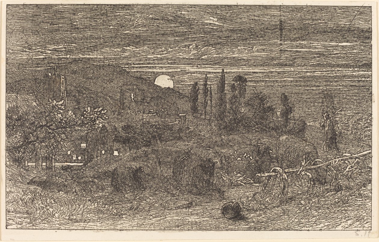 Yükselen Ay veya Bir İngiliz Pastoral by Samuel Palmer