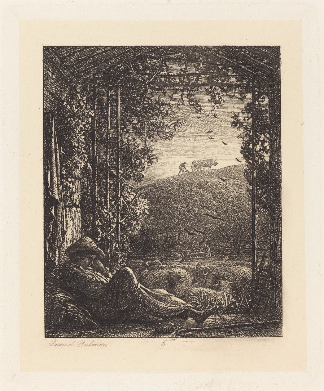 Uyuyan Çoban; Sabahın erken saatleri by Samuel Palmer