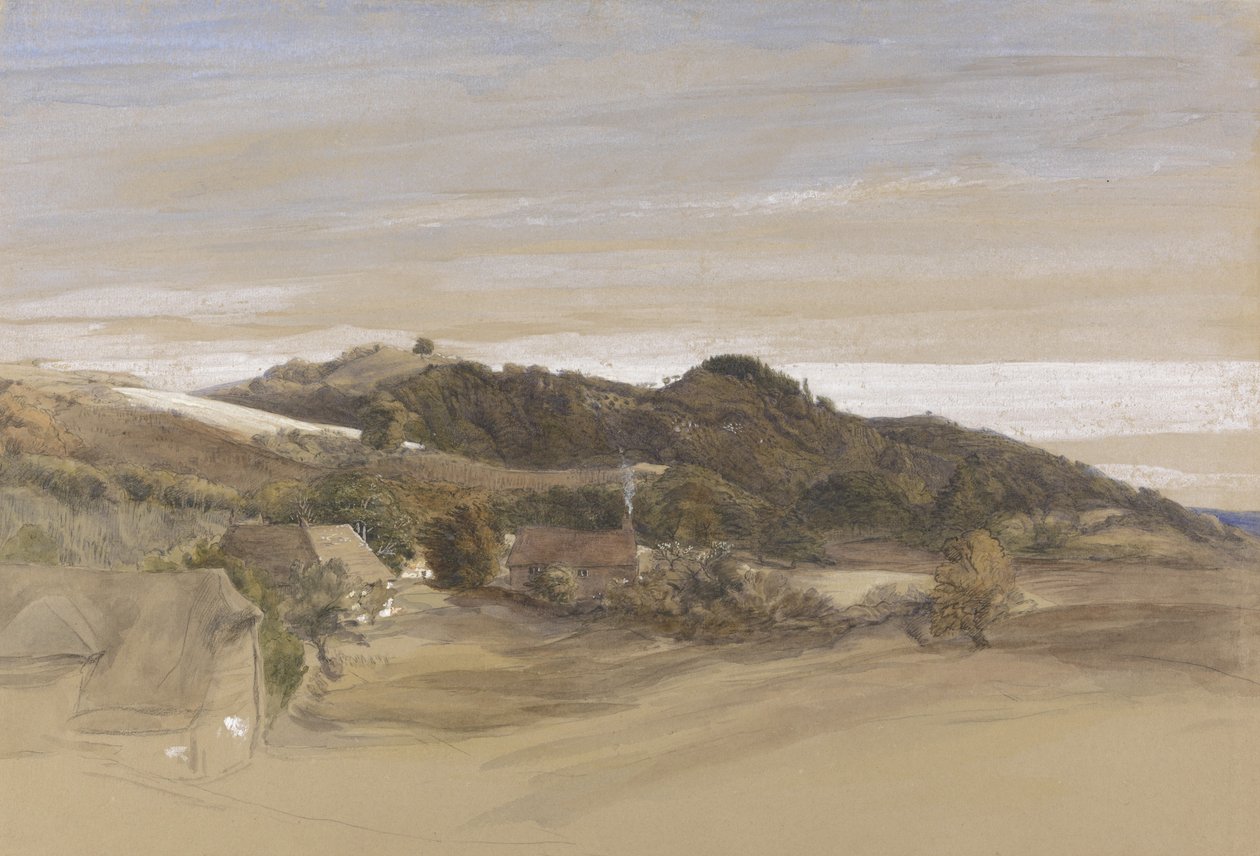 Underriver Hills, Sevenoaks Yakınında, Kent, J. Herries, Esq. c.1840 (kağıt üzerine grafit üzerine sulu boya ile kalem ve mürekkep) by Samuel Palmer