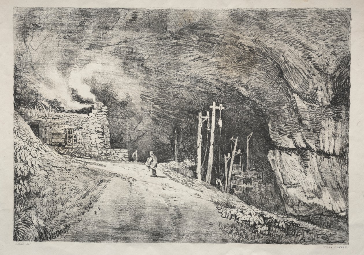 İngiltere'nin Kuzeyinde Bir Dizi Eski Bina ve Kır Evleri: Peak Cavern by Samuel Prout