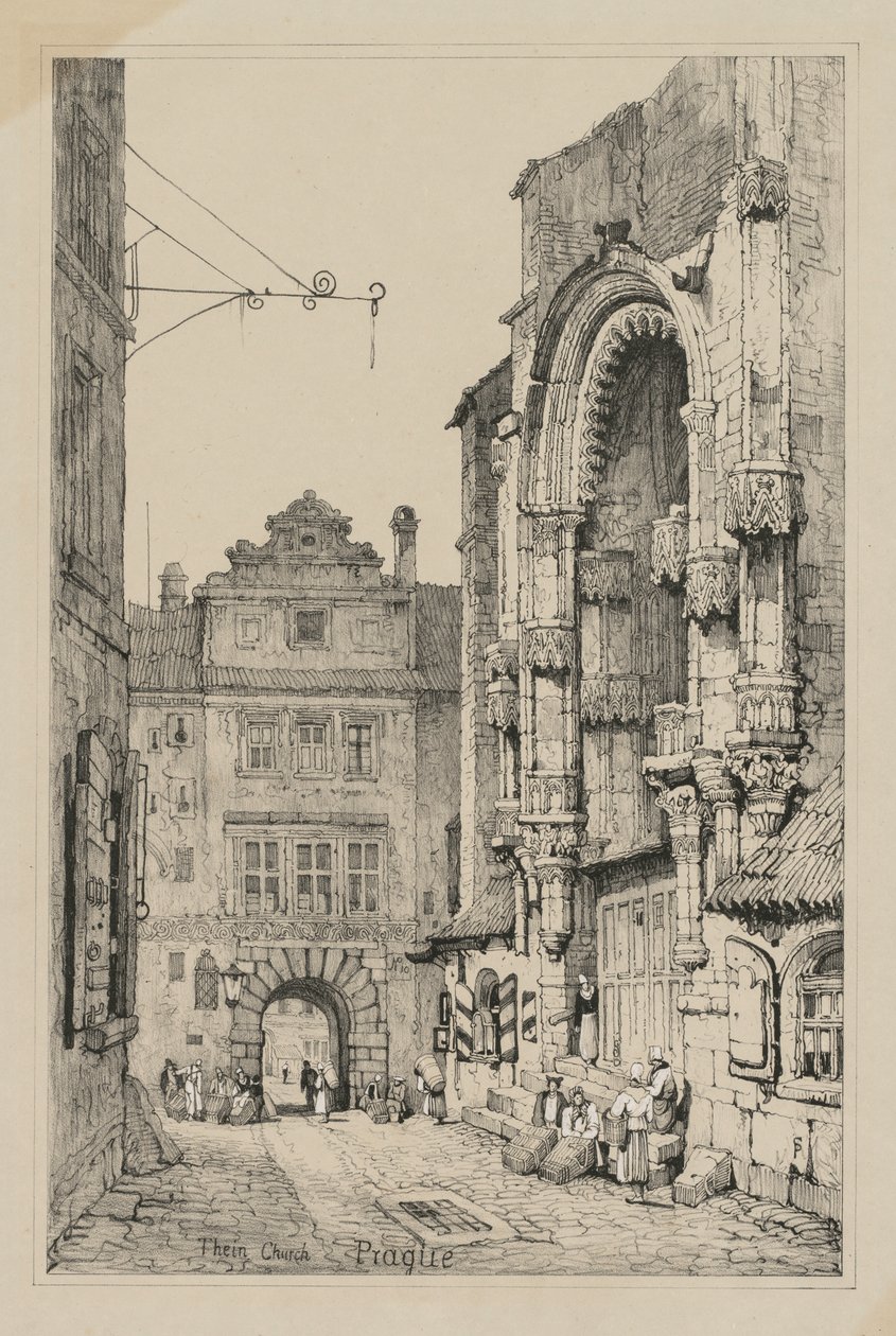 Flanders ve Almanya'da Yapılan Eskizlerin Fasimilies: Thein Kilisesi, Prag by Samuel Prout