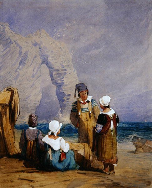 Sahildeki figürler (kağıt üzerine sulu boya) by Samuel Prout