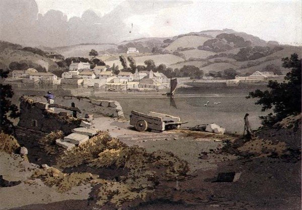 Nehir ve köy ile manzara by Samuel Prout