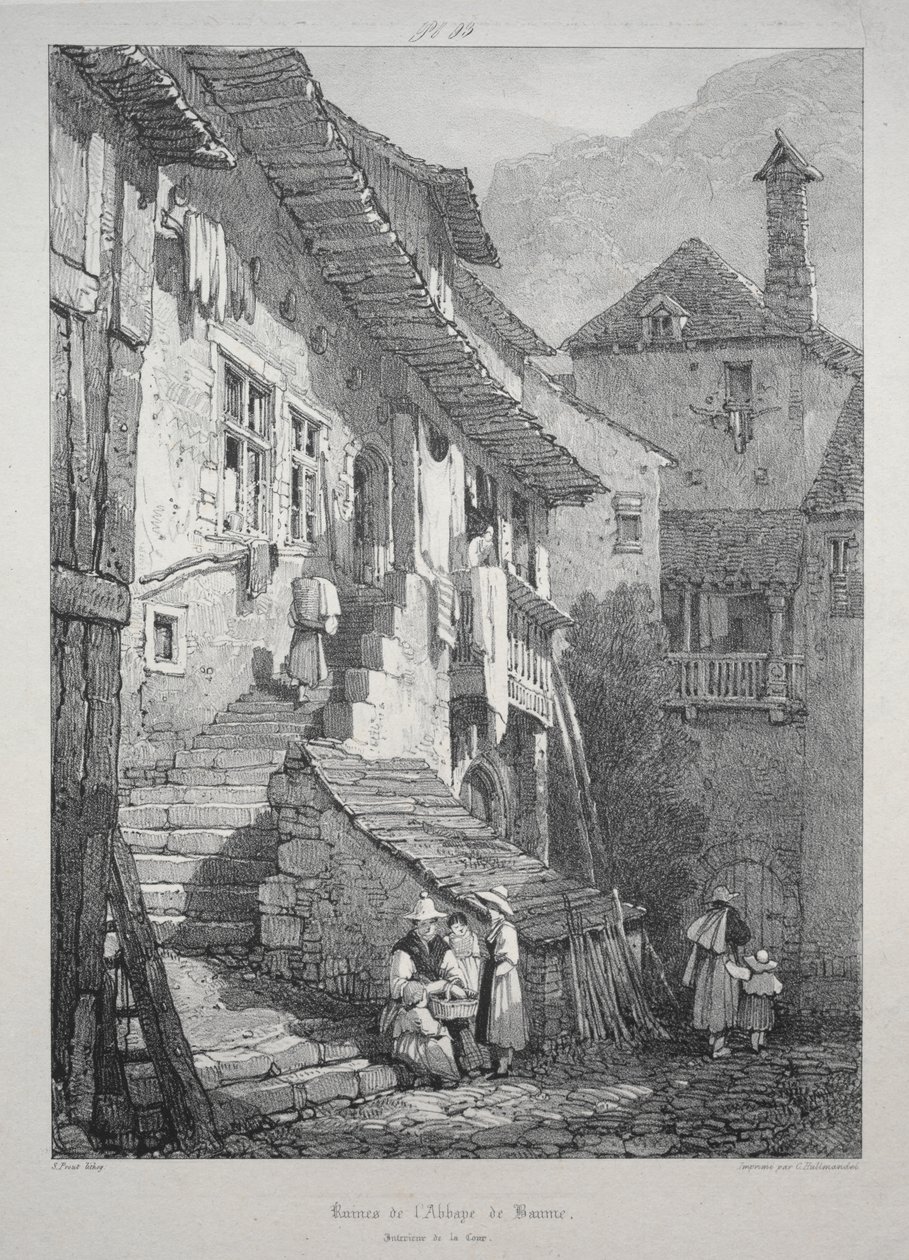 Baume Manastırı'nın kalıntıları. Mahkeme İçi by Samuel Prout