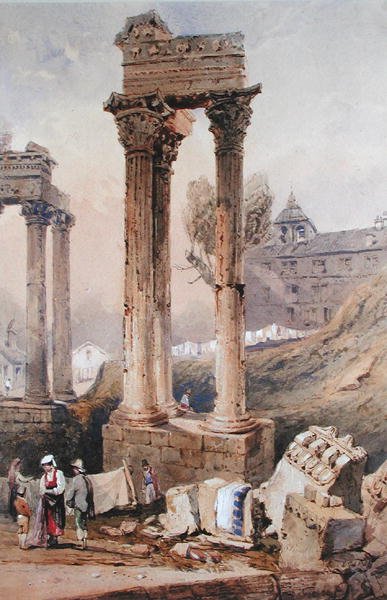 Vespasian Tapınağı (kağıt üzerine sulu boya) by Samuel Prout