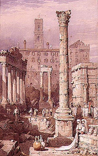 Forum, Roma (kağıt üzerine suluboya, guaj boya) by Samuel Prout
