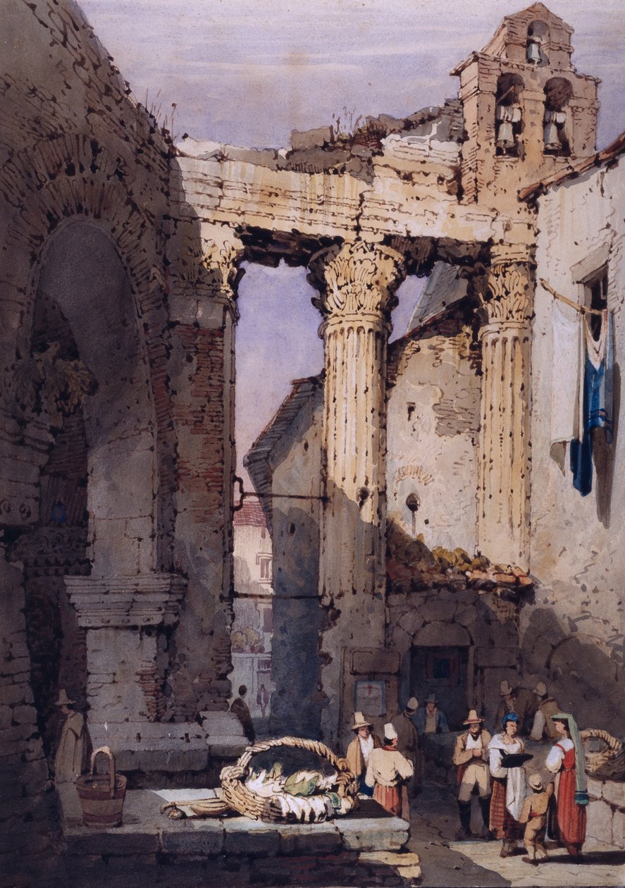 Augustus Forumu tarafından Mars Ultor Tapınağı (kağıt üzerine suluboya) by Samuel Prout
