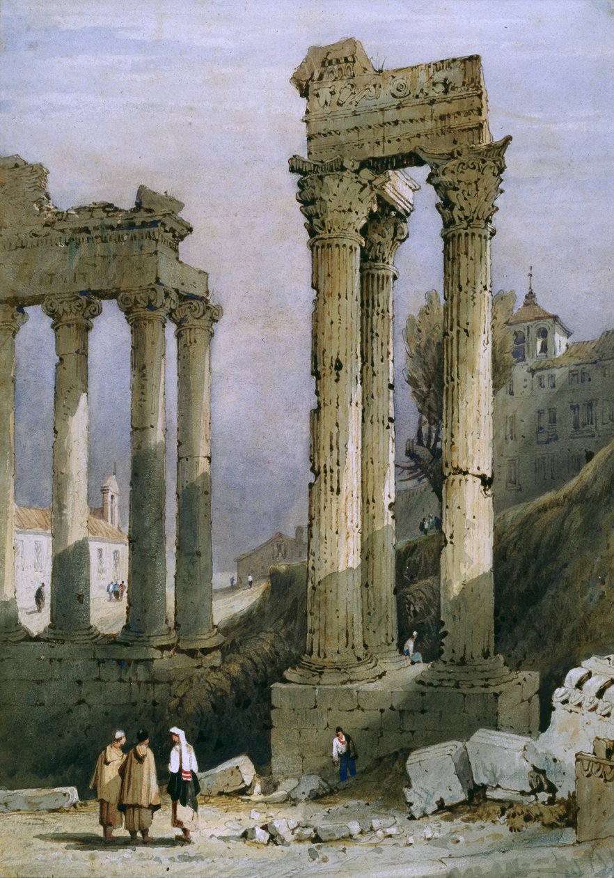 Vespasian Tapınağı ve Satürn (kağıt üzerine sulu boya) by Samuel Prout