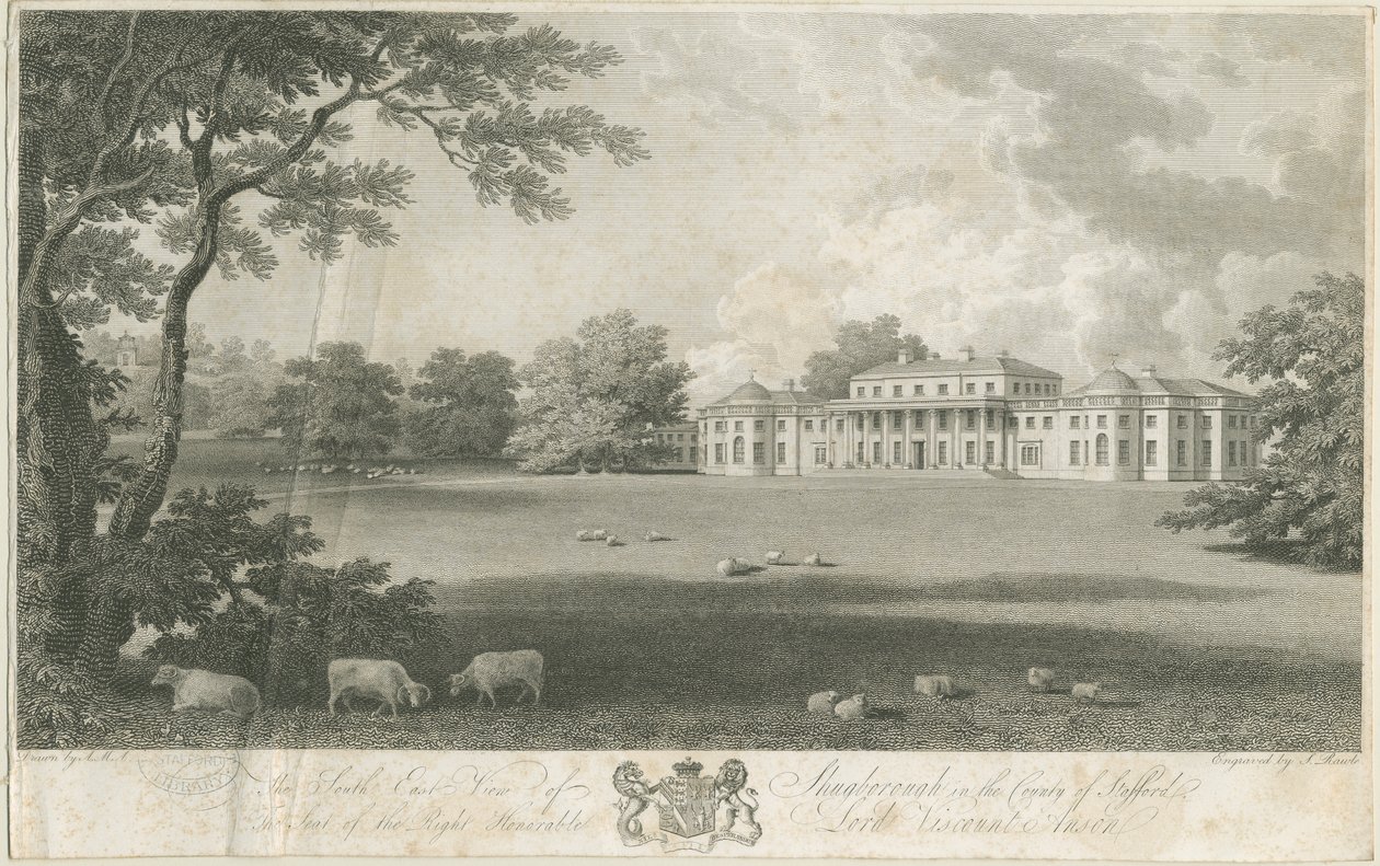Shugborough Hall: gravür, nd [c 1802] by Samuel Rawle
