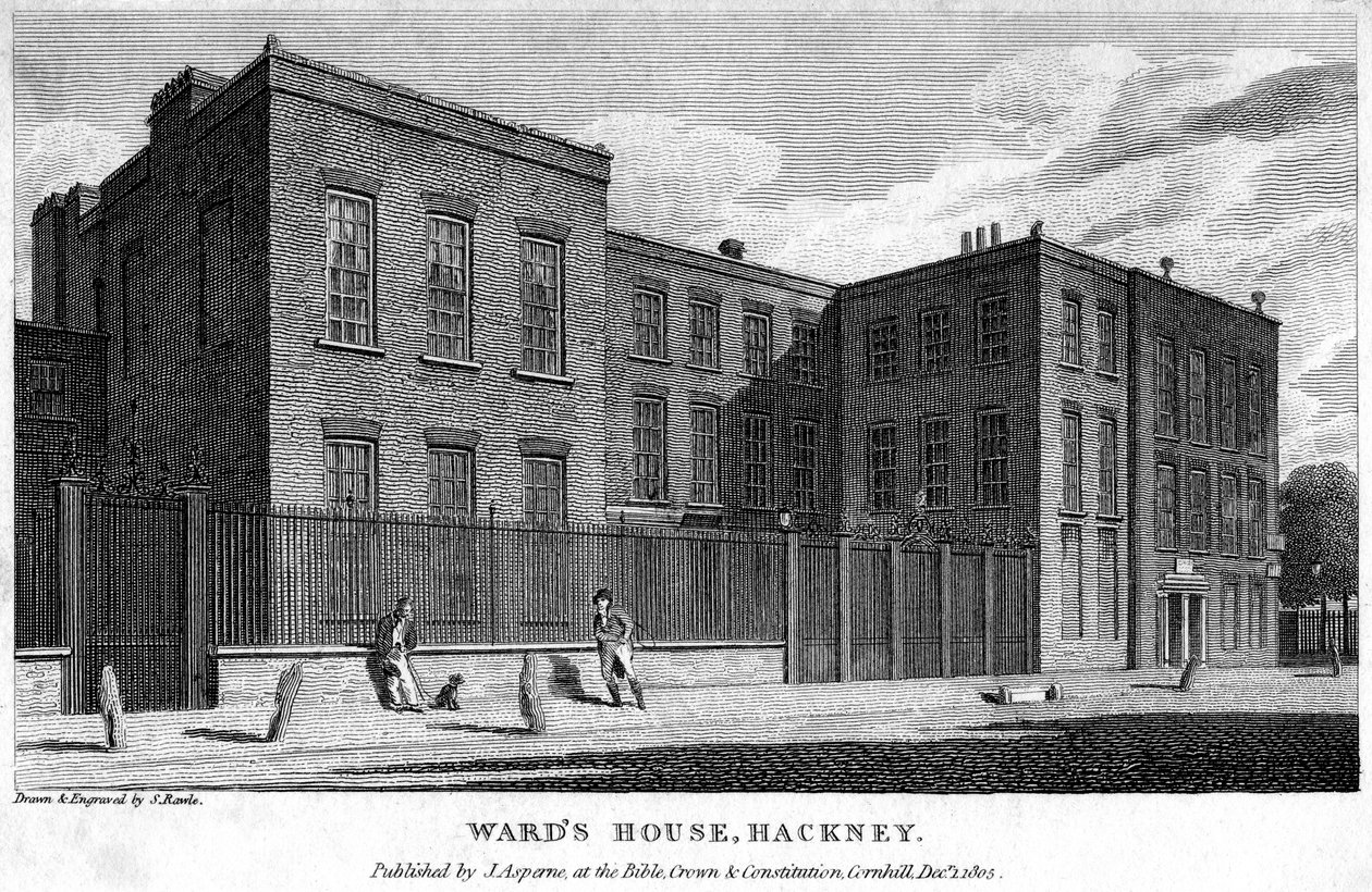Wards House, Hackney, Londra, 1805. by Samuel Rawle