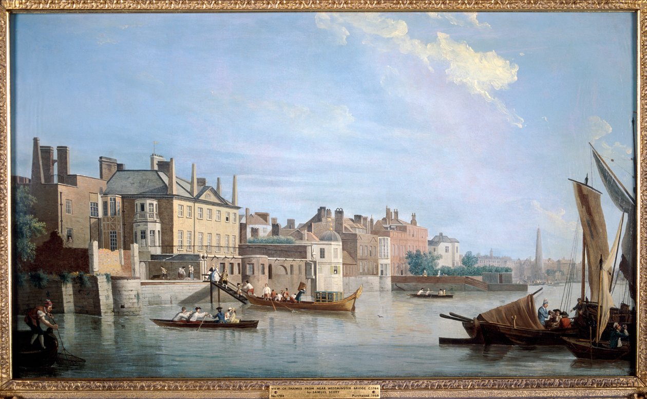 Montagu Evi ile Thames, Westminster Bridge yakınından, Londra, 1749 by Samuel Scott