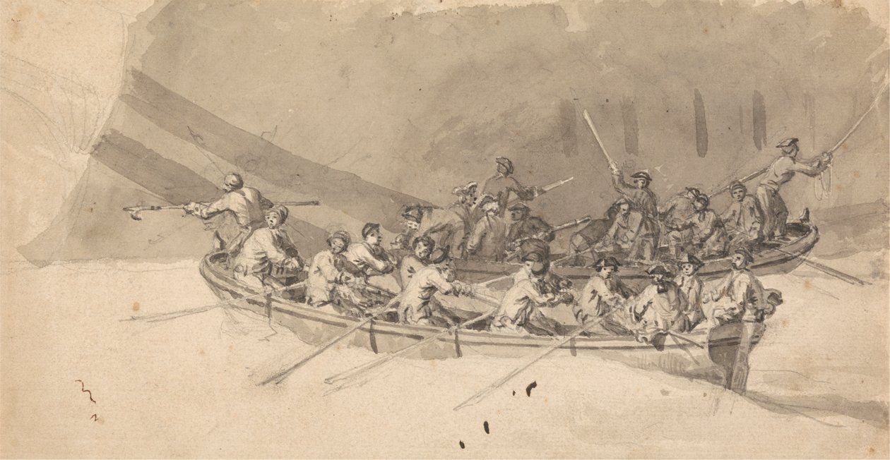 Mürettebatlı İki Tekne, The Royal William at Sea için Çalışma by Samuel Scott