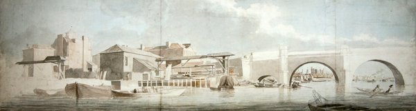 Westminster Bridge, Surrey Side (kalem, tükenmez kalem ve mürekkep ve kağıt üzerine sulu boya) by Samuel Scott