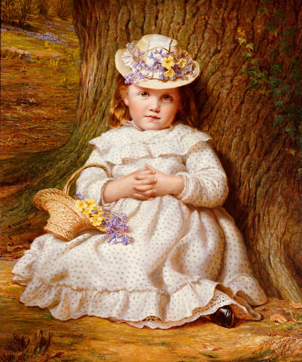 Primroses ve Bluebells by Samuel Sidley