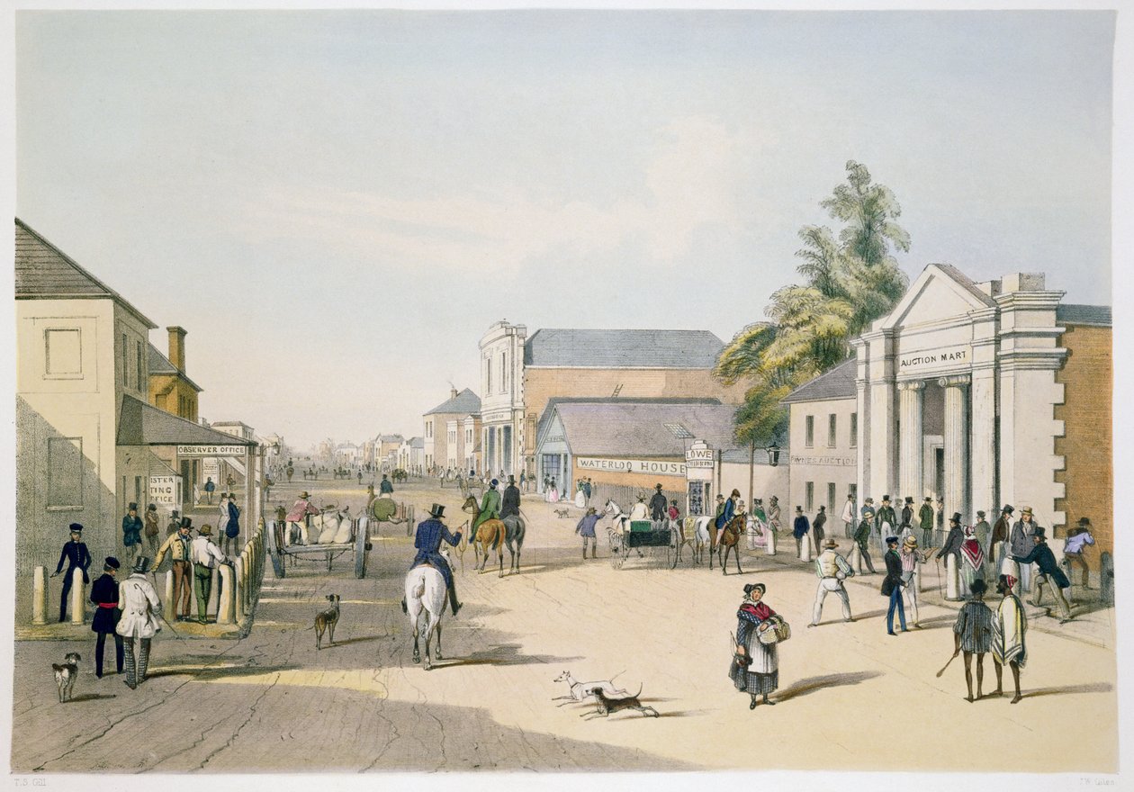 King William Street, Adelaide köşesinden Hindley Street by Samuel Thomas Gill